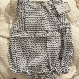 Petite Plume Blue Wave Pattern Bodysuit
